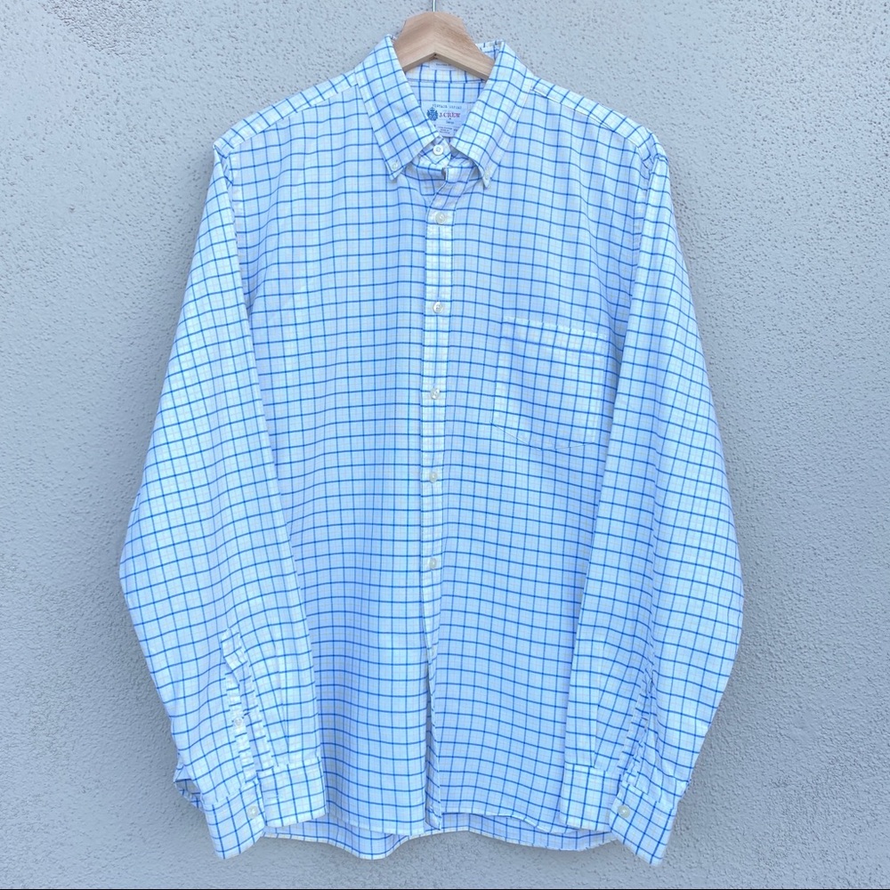J. CREW plaid button down shirt mens long sleeve VINTAGE OXFORD tailored fit L - Picture 6 of 9